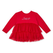 Baby girl's long sleeve red tunic with tulle skirt.