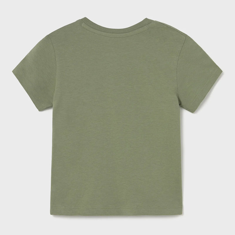 Back of the Mayoral green animal friends t-shirt.