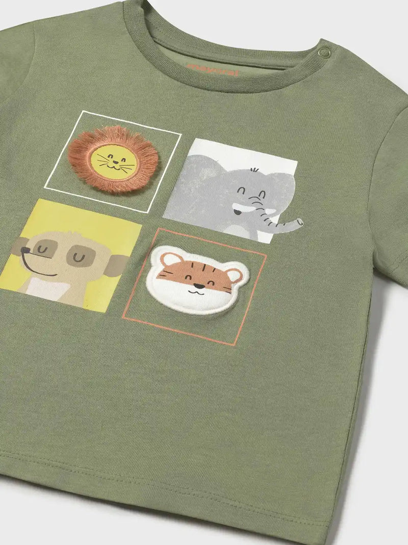 Closer view of the Mayoral animal friends t-shirt.