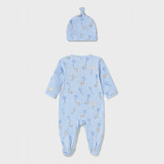 Back of the Mayoral blue babygrow & hat.