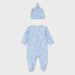 Back of the Mayoral blue babygrow & hat.