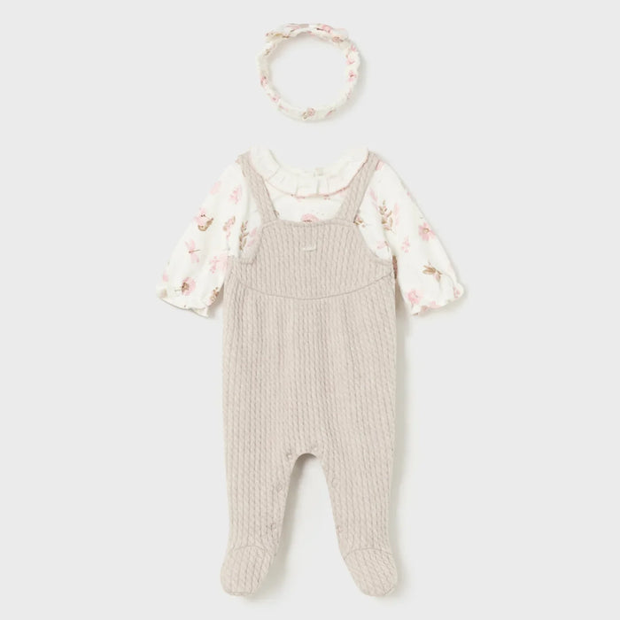 Mayoral beige babygrow & headband - 02602.