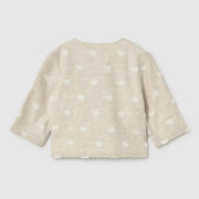 Back of the Mayoral baby boy's beige jacket.