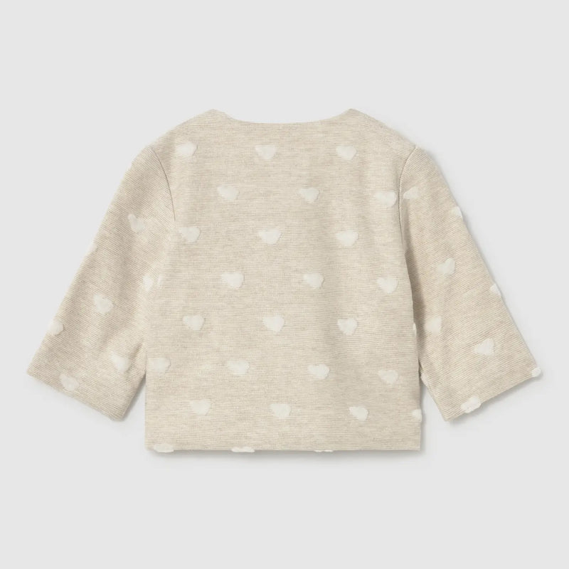 Back of the Mayoral baby boy's beige jacket.