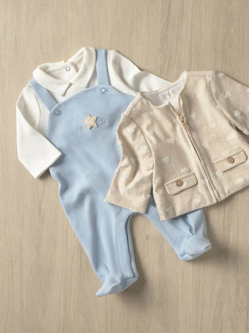Closer view of the Mayoral babygrow & jacket.