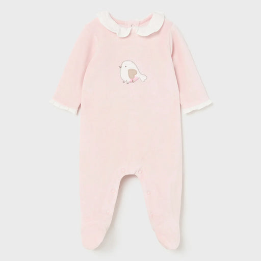 Mayoral girl's pink velour babygrow - 02777.