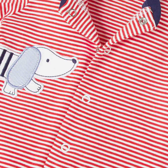 Mayoral boy's striped babygrow with doggy appliqués