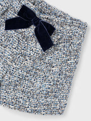 Closer view of the Mayoral tweed shorts.