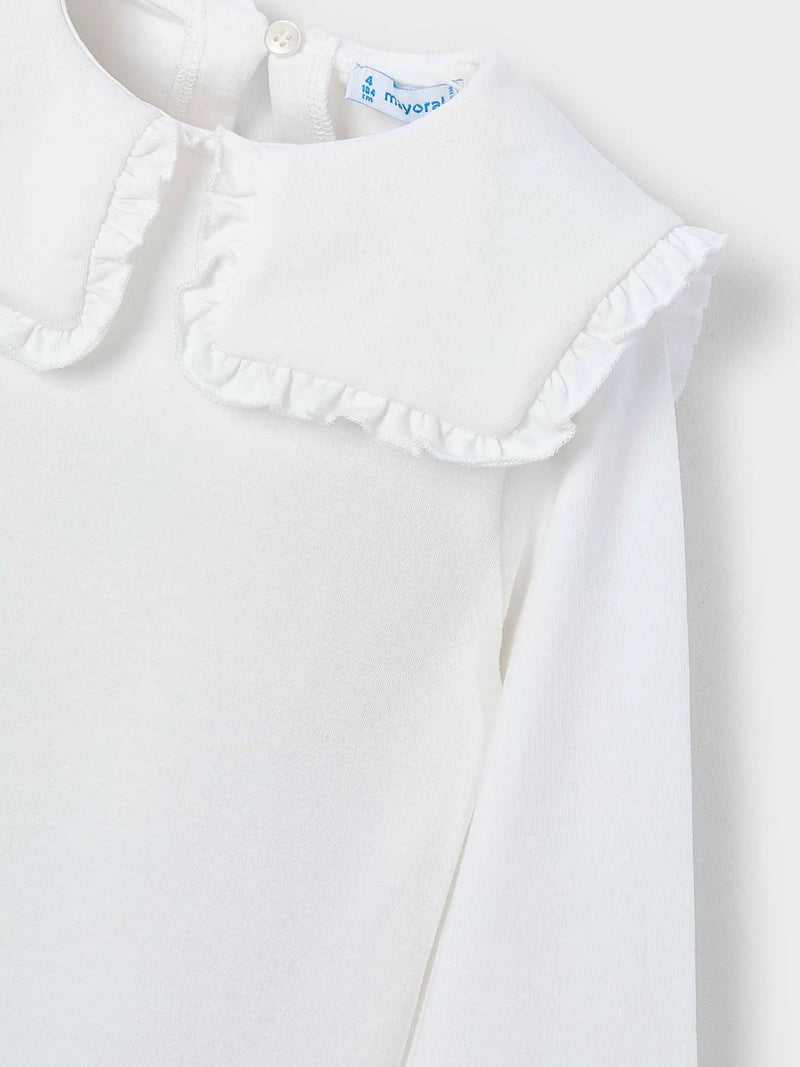 Mayoral blouse with oversized square collar.
