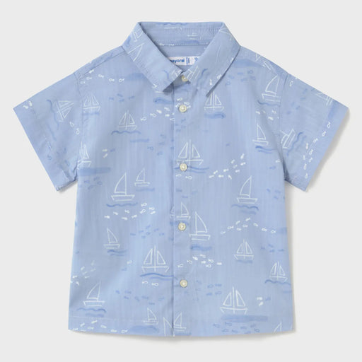 Mayoral blue boat print shirt - 01112.