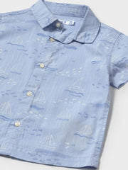 Closer look at the Mayoral boat print shirt.