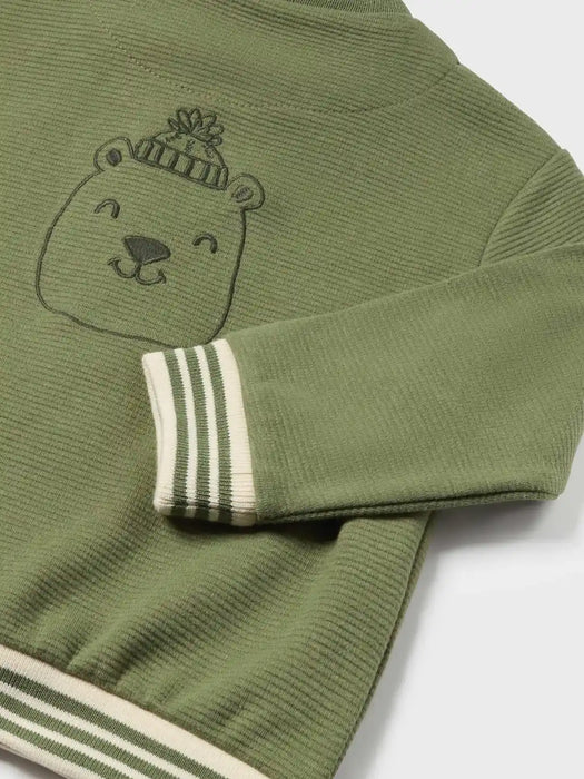 Mayoral bomber jacket with teddy bear embroidery.