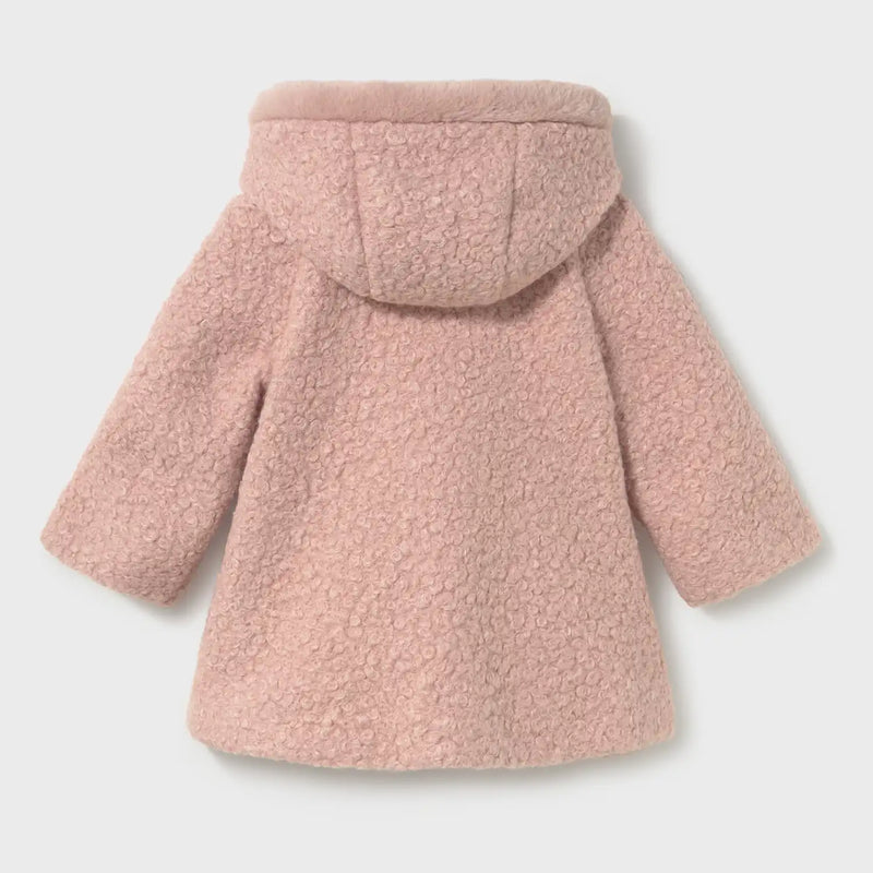 Rear view of the Mayoral boucle coat.