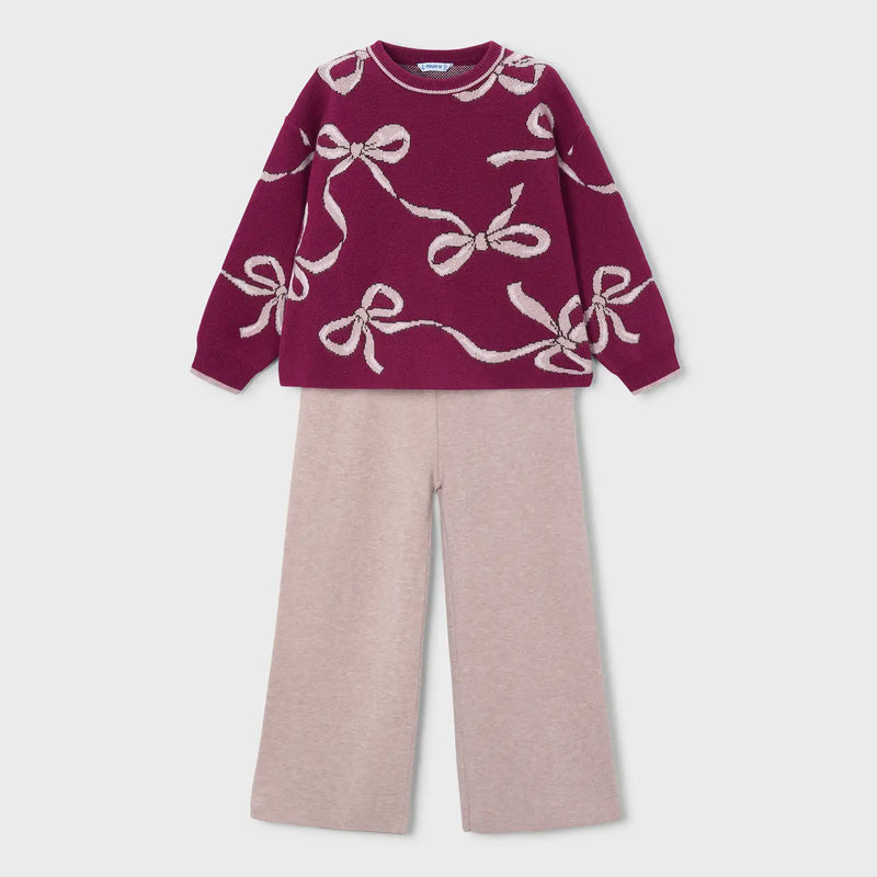 Mayoral raspberry bow jumper set - 04527.
