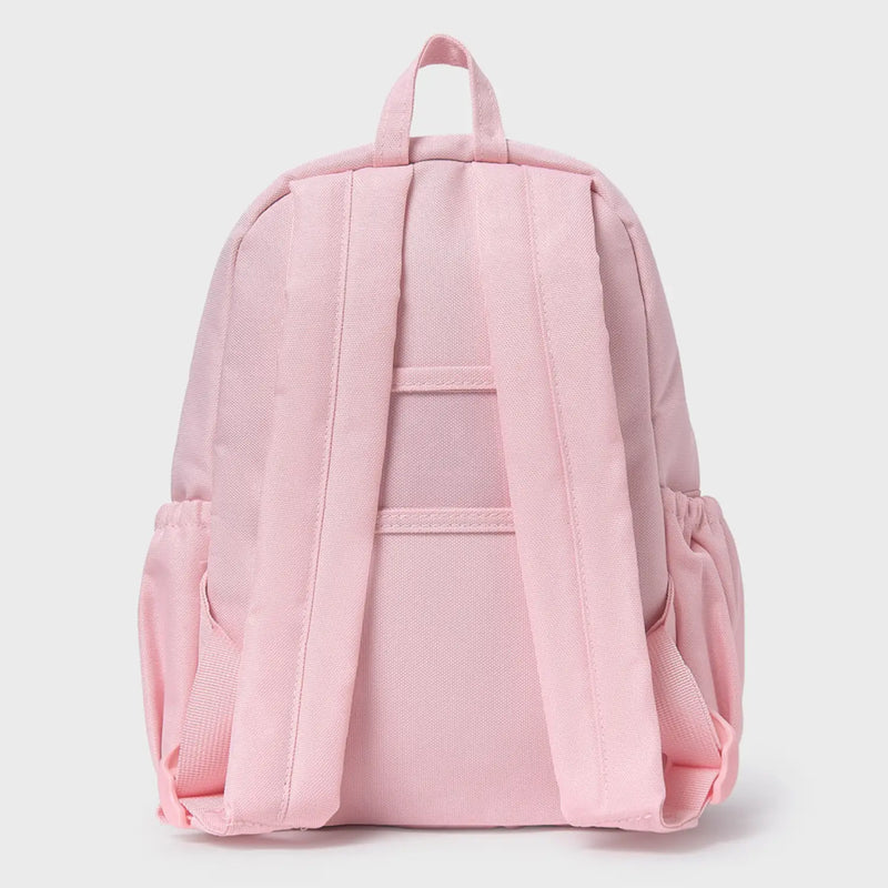 Back of the Mayoral pink bunny rabbit backpack.