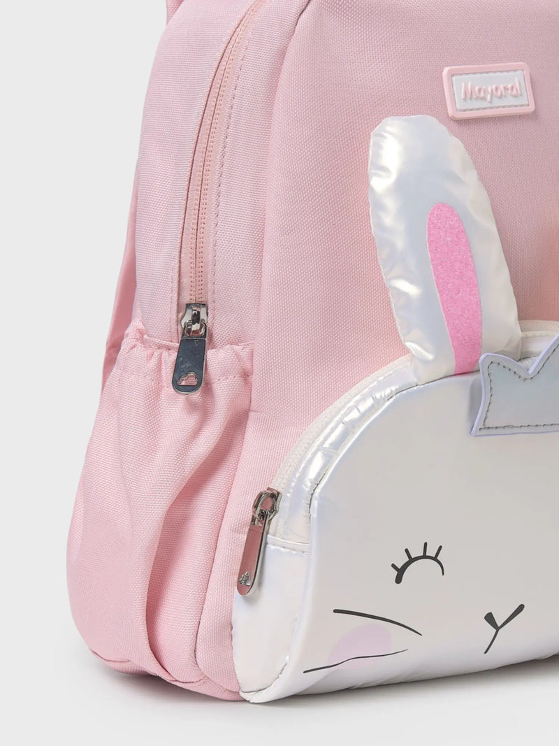 Closer view of the Mayoral bunny rabbit backpack.