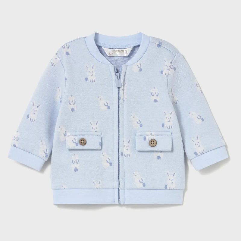 Mayoral zip up top with bunny rabbit print.