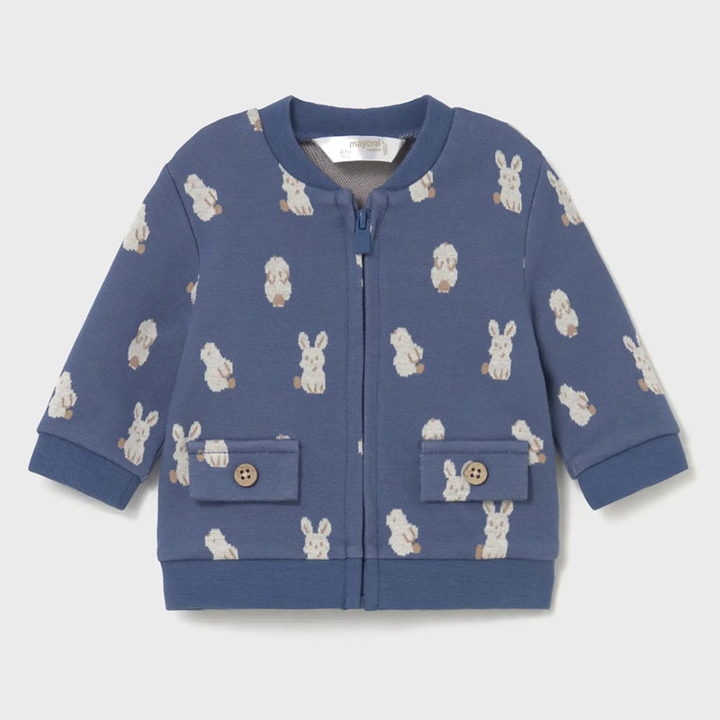 Mayoral zip up top with bunny rabbit print.