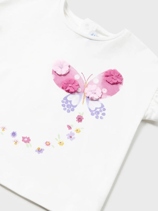 Mayoral white t-shirt with butterfly print. 