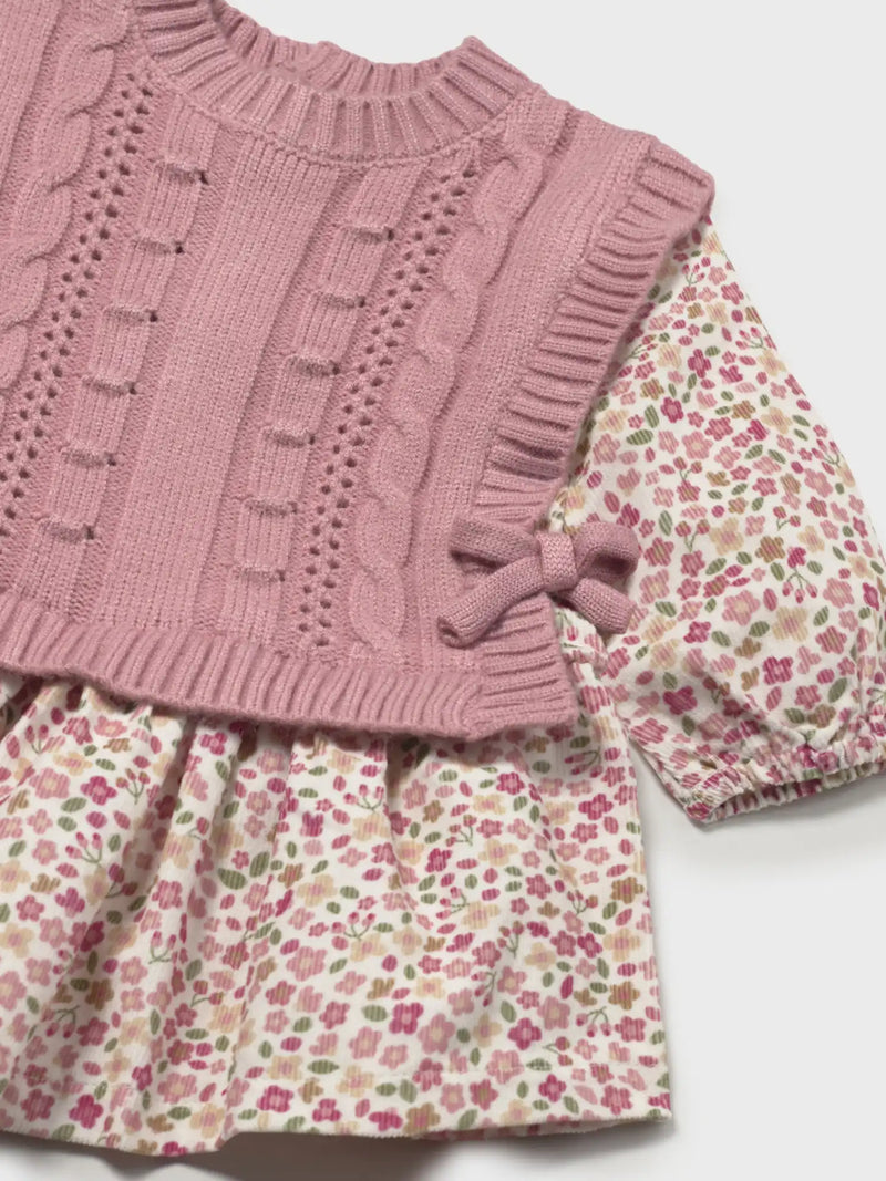 Closer look at the Mayoral cable knit dress.