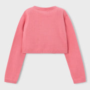 Back of the Mayoral pink cardigan.