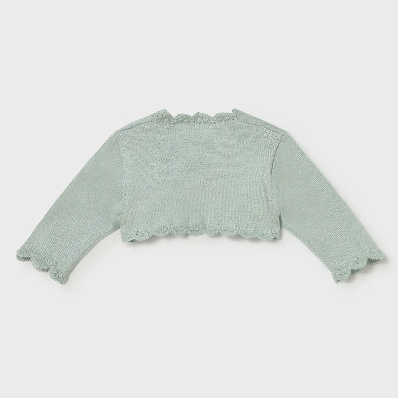 Back of the Mayoral green cardigan.