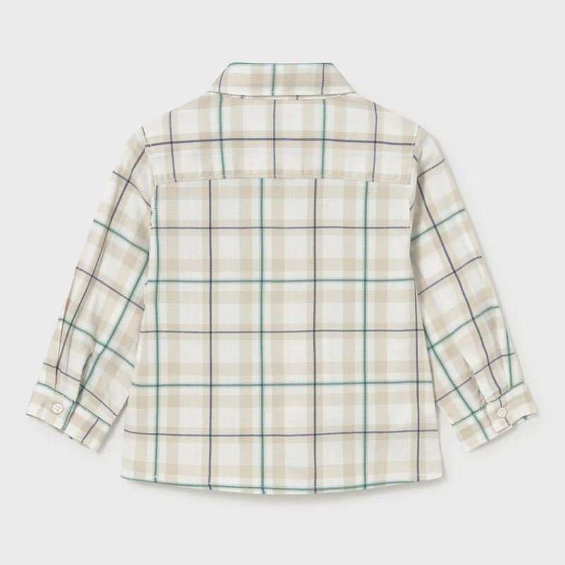 Back of the Mayoral beige checked shirt.