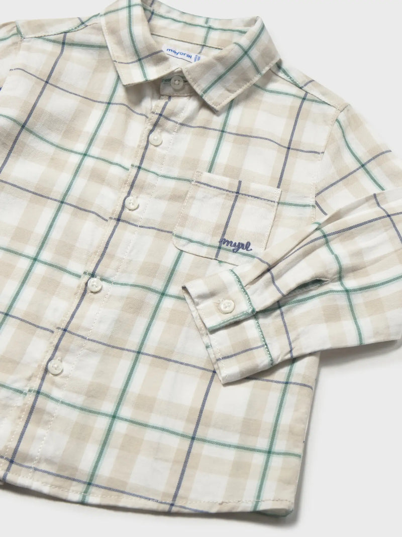 Closer look at the Mayoral checked shirt.