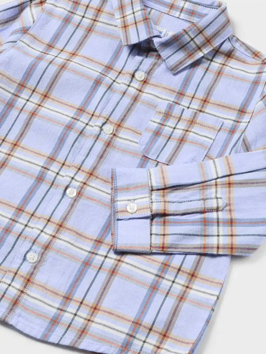 Closer view of the Mayoral checked shirt.