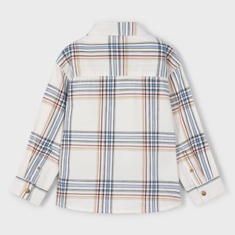 Rear view of the Mayoral checked shirt.