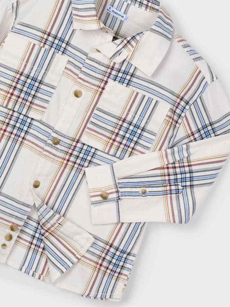 Closer look at the Mayoral checked shirt.