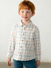Mayoral white shirt with red and blue windowpane check pattern.