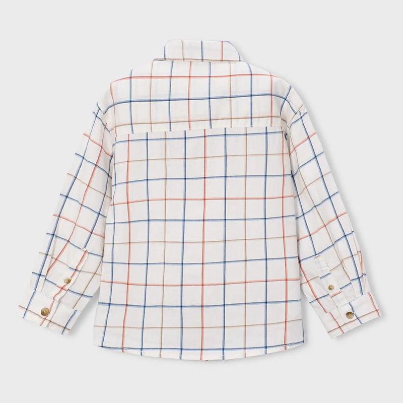 Back of the Mayoral white checked shirt.