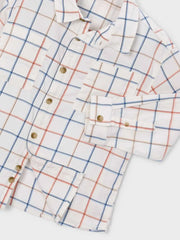 Closer view of the Mayoral checked shirt.