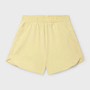 Girl's lemon yellow track shorts.