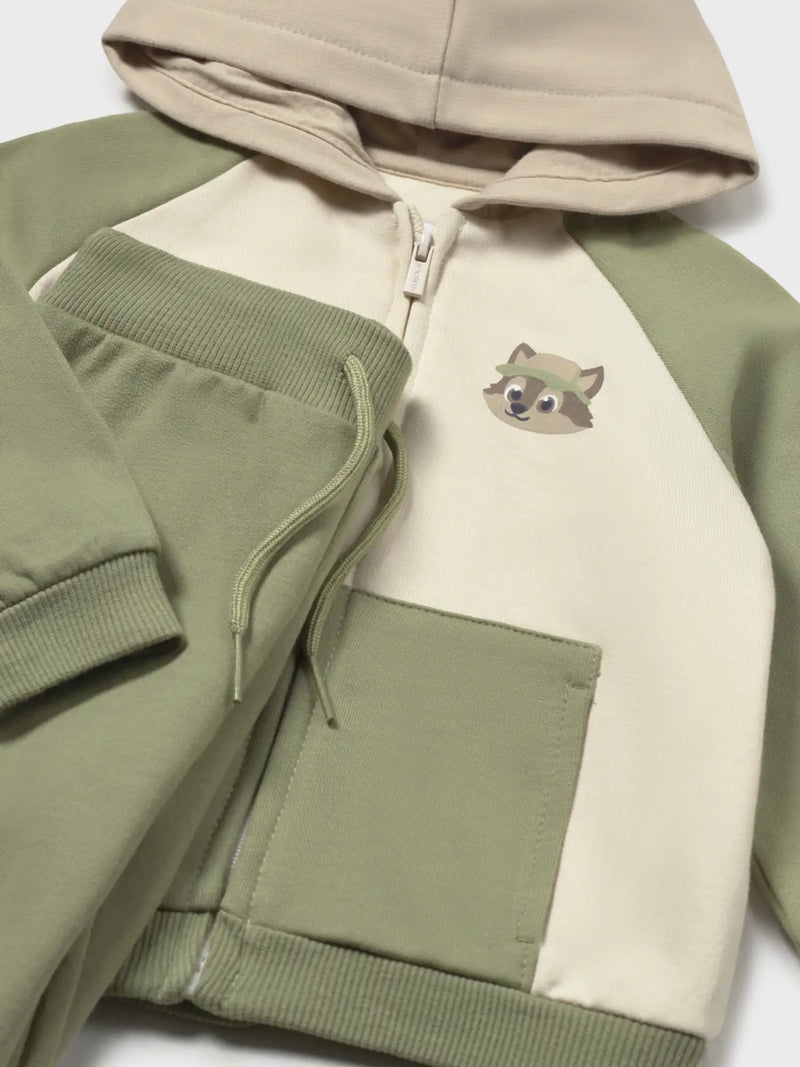 Closer view of the Mayoral colourblock tracksuit.