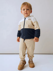 Baby boy wearing the Mayoral colourblock tracksuit.