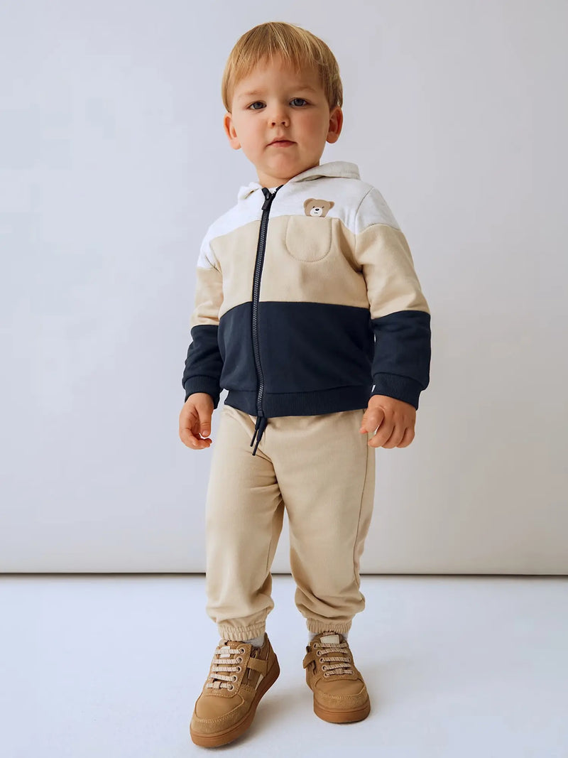 Baby boy wearing the Mayoral colourblock tracksuit.