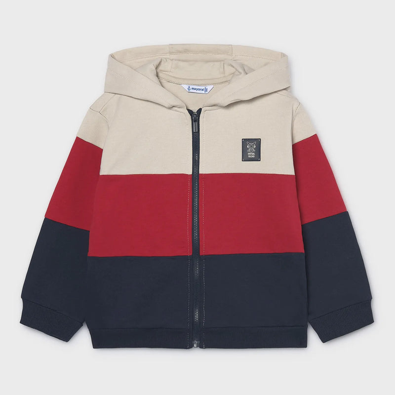 Mayoral boy's colourblock zip up hoodie.