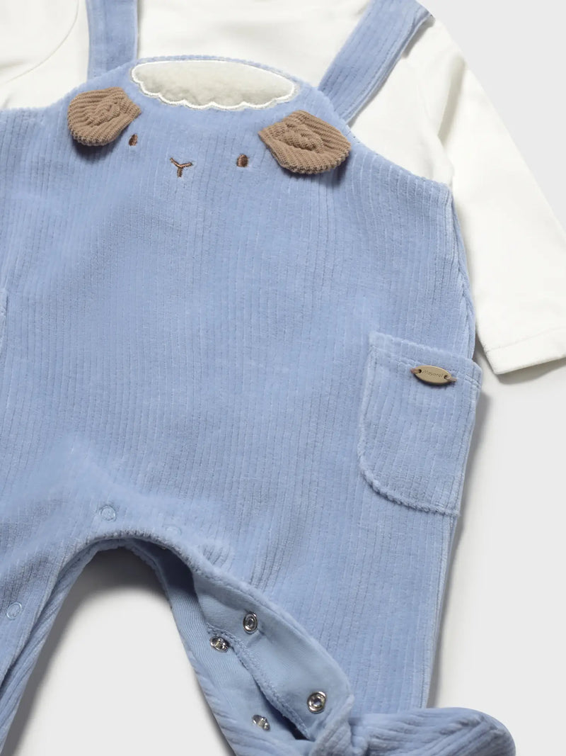 Closer look at the Mayoral corduroy babygrow.