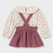 Rear view of the Mayoral corduroy skirt set.