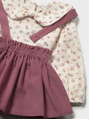 Closer look at the Mayoral corduroy skirt set.