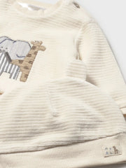 Mayoral corduroy tracksuit with safari themed appliqué.