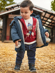 Baby boy wearing the Mayoral corduroy trousers.