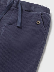 Closer look at the Mayoral corduroy trousers showing detail of the comfy drawstring waist