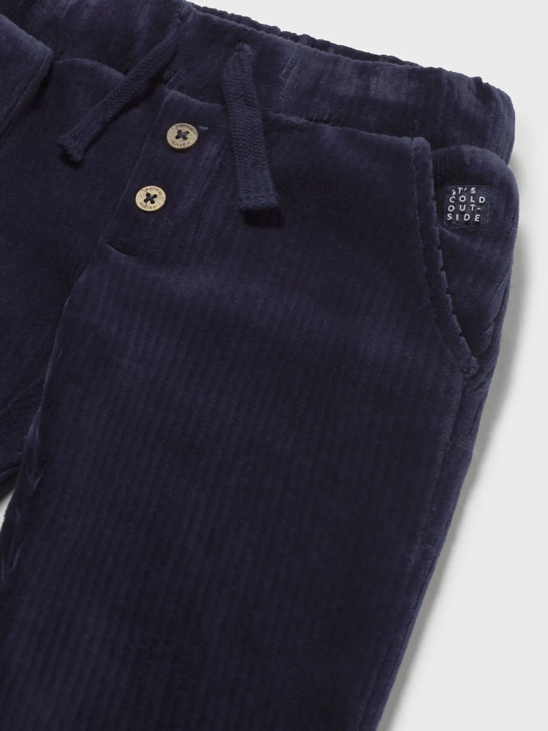 Closer look at the Mayoral corduroy trousers.