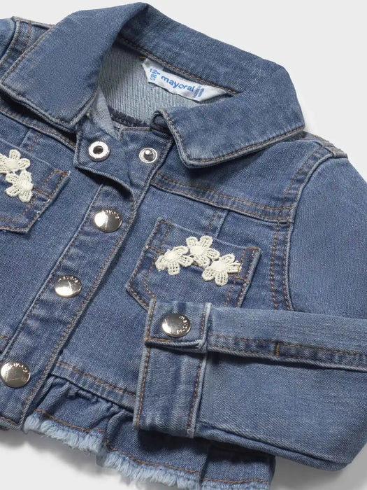 Closer look at the Mayoral denim jacket.