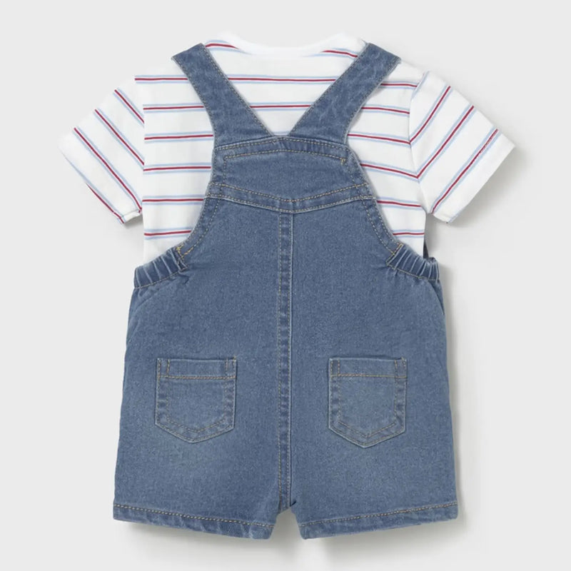 Back of the Mayoral denim romper set.