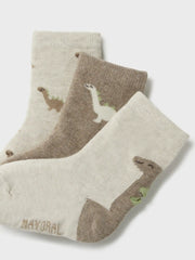 Closer view of the Mayoral dino pattern socks.