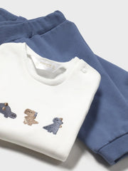Mayoral blue tracksuit with cute embroidered dinos.